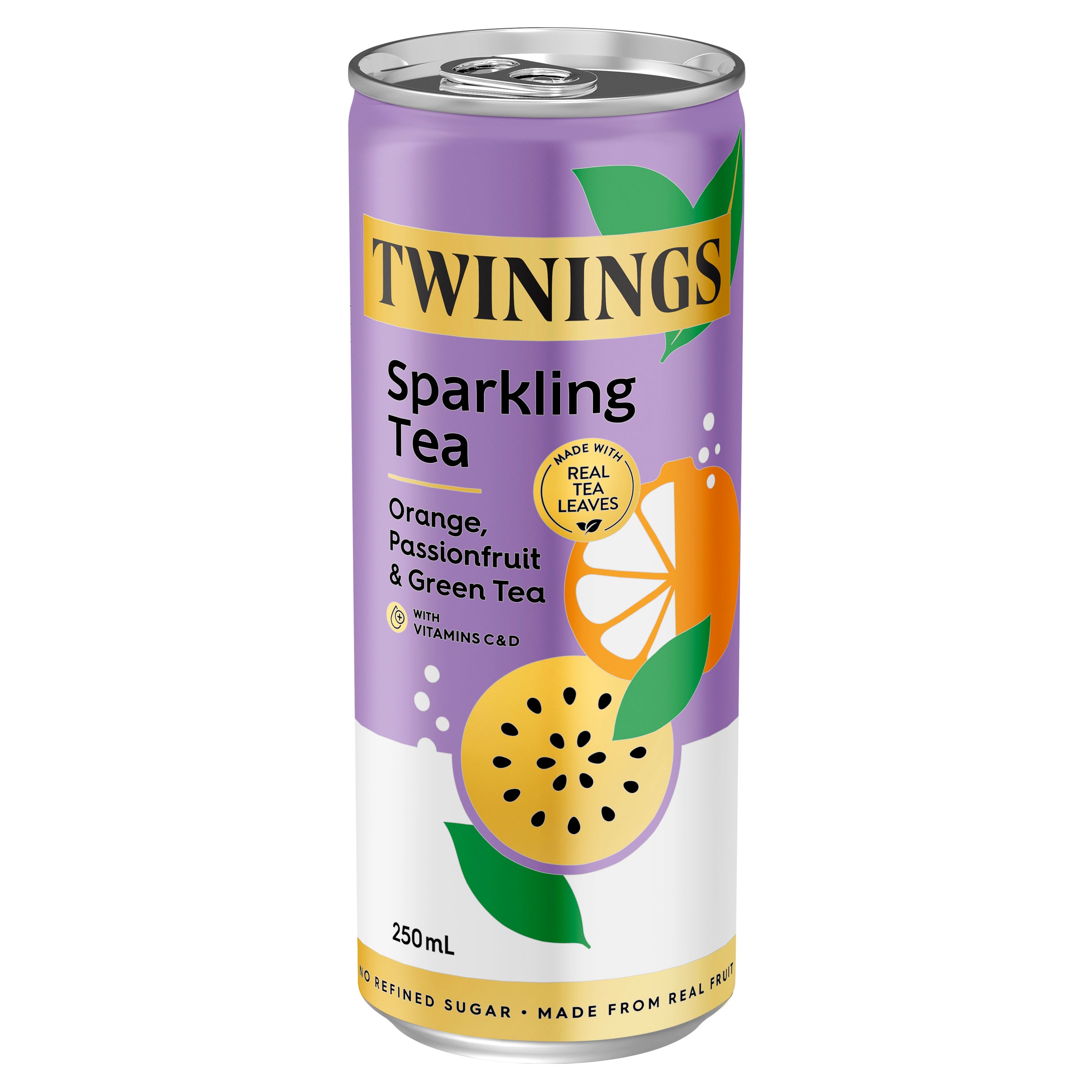 Sparkling Tea Immunity Orange, Passionfruit & Green Tea individual cans